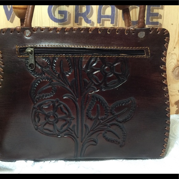 Rising Sun authentic tooled leather handbag - Picture 2 of 8